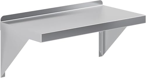 Image of AmGood 06 inch Width x 10 inch Length | Stainless Steel Wall Shelf | Square Edge | Metal Shelving | Heavy Duty | Commercial Grade | Wall Mount | NSF Certified