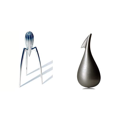 Alessi - PSJS - Juicy Salif - Presse-Agrumes en Fonte d'Aluminium Brillant Pieds en PA & Gch02 Apostrophe Épluche-oranges en Acier Inoxydable 18/10 Satiné