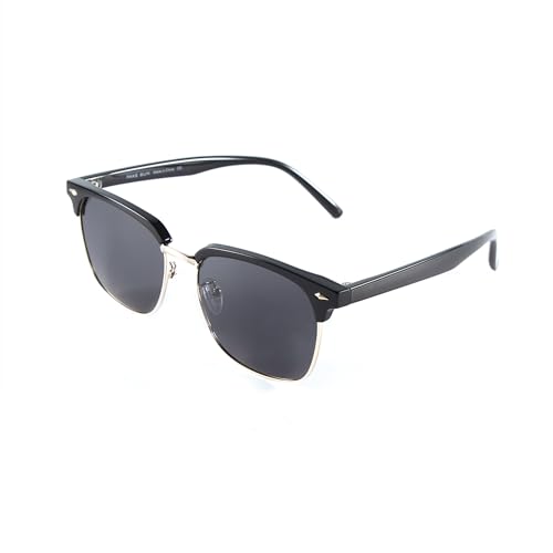 Classic Retro Browline Premium Polarized Sunglasses for Men and Women - Black Polarized Lens with Black Frame and Gold Trim with Premium Travel Case - UV Protection2