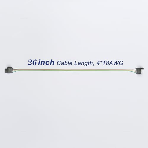 Image of 4 Pin Trailer Connector 26 inch 18AWG 4-Way Flat Extension Male and Female Plug | For Pickup SUV Tow Vehicle Hitch Lights, Pure Copper Wiring Harness, Plug and Play Installation, 1 Pack