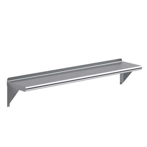 Image of AmGood 10 in. x 48 in. Stainless Steel Wall Shelf | NSF | Metal Shelving | Garage, Laundry, Storage, Utility Room | Restaurant, Commercial Kitchen