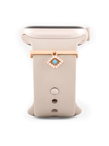 MINUTIAE Evil Eye Shape Pendant Decorative Ring Loops Jewellery Accessories Compatible with Smart Watch Silicone Band Strap – Skin Friendly Brass Alloy | Ideal Gift for Women/Girls