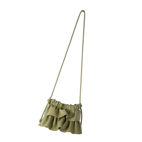 Bolso de hombro para mujer, estilo coreano, cruzado, plisado, de piel sintética, elegante, estilo coreano, Green