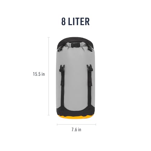 Image of Sea to Summit eVac Compression Dry Bag, Waterproof Compression Sack, 8 Liter, High Rise Grey