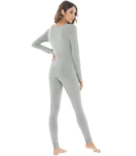Image of NACHILA Thermal Underwear for Women-Viscose Made from Bamboo,Soft Long Johns Set Base Layer Pajamas Set Long Sleeve Pjs