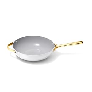 Caraway Non-Stick Stir Fry Pan – 12” Wok-Inspired Pan – Free From Forever Chemicals – High-Sloped Walls – Stainless Steel Handles – White