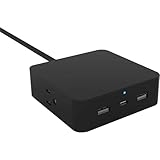 Unlimited PowerPro 5 Chargeur pour appareil avec 2 ports USB, 1 port de distribution d'alimentation de type C 20 W, 2 prises CA et protection contre les surtensions de 1280 joules (noir)