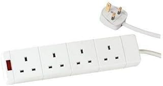 EPISENT 13AMP 250V Extension Lead UK Pin Plug | 4 Way 5m Long Power Adapter | Multi Socket Mains Strip - White | Reliable Power Solution for Home and Office
