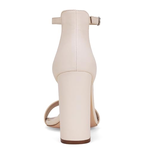 Image of GENSHUO Women's 4-inch Chunky High Heel Sandals with Ankle Strap,Party Wedding Bridal Shoes