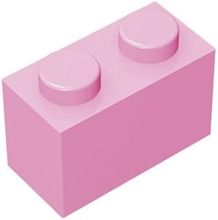 Piedras clásicas 1x2, 300 piedras grandes, compatibles con Lego y Pieces 3004, juego creativo – 100% compatible con todas las marcas de piedra grandes, colores: rosa