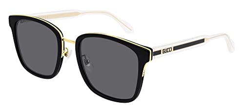 Image of Gucci GG0563SKN 001 Sunglasses Men's Black /Crystal /Grey Square Shape 55mm