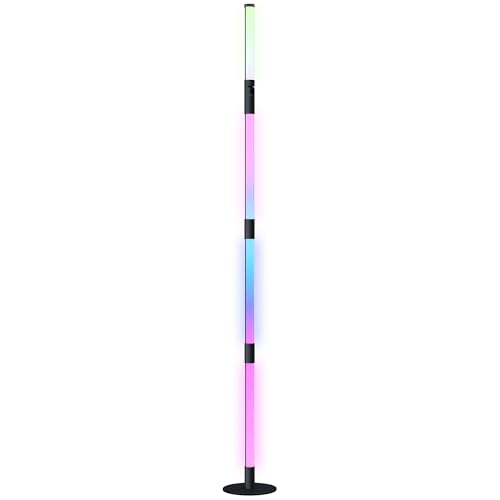 HOMCOM LED-Stehlampe Wohnzimmer Stehleuchte mit Fernbedienung, App-Steuerung, dimmbar Standleuchte mit Timer, Musik-Synchronisation, Standlampe mit Szenenmodi, für Schlafzimmer, Dunkelgrau