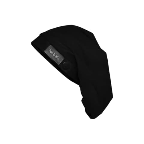 Hairbrella Adjustable Satin Lined Scrub Cap, Sweatband, Nurse Cap, Waterproof Bouffant, Surgery Headdress for Women Men, Black Cover