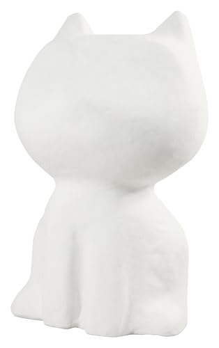 Décopatch SA002C - Chat Cartoon Blanc à décorer - Décoration Loisir créatif en Papier mâché - Dimensions: 12 x 8,5 x 21 cm