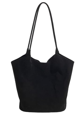 Women’s Large Tote Bag Vintage Faux Suede Shoulder Purse Lightweight Work Bag with Detachable Pouch