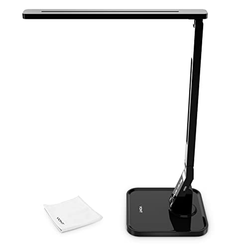 Vont Dimmable LED Desk Lamp with USB Port, 4 Lighting Modes(Studying, Reading, Relaxing, Sleeping), 5 Level Dimming, 1 Hour Auto Timer, Touch Sensitive Control, Modern Design, Piano Black