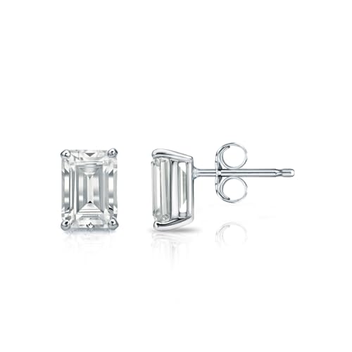 The Diamond Deal IGI Certified 1.00 to 5.00 Carat Emerald Shape Lab-Grown Diamond 4-Prong Stud Earrings in 14k Yellow, White or Rose Gold With Push Back Closure - Main Image