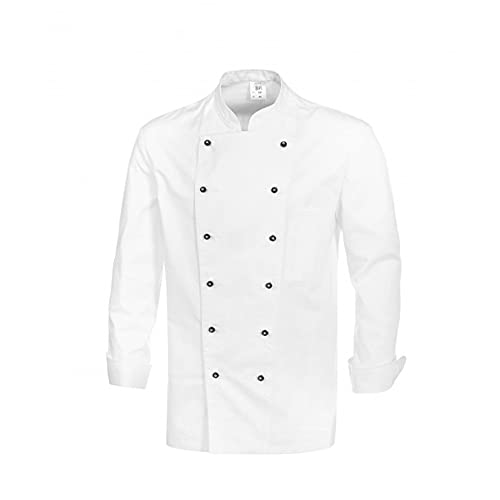 BP Gourmet 1500-130-21 - Chaqueta de cocina (botones esféricos no incluidos) - Manga larga - Ajuste regular - Talla: 48 - Color: blanco