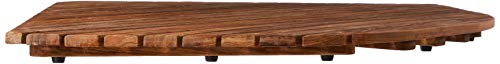 Bare Decor Erika Corner Shower Spa Mat In Solid Teak Wood And Oiled Finish, X-Large, 30" X 30" #TOP1