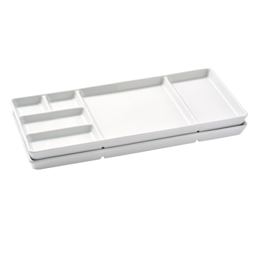 Betty Bossi Gourmet-Teller mit Fächern im Set - Fondueteller Racletteteller und Barbecueteller mit Unterteilung Porzellanteller weiß 36x16x2cm 2 Stück