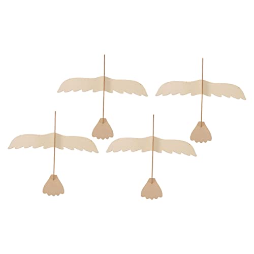 LALADEFIEE 4個木製モデルおもちゃ ワシ型飛行機 男の子女の子用落書き工作キット 木製み立て式ワシ 絵付けおもちゃ 男の子女の子向け知育玩具 インテリア飾り