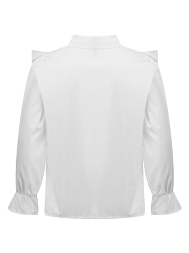 Aislor Kids Girls Long Sleeve Blouse Ruffle Button Down Uniform Dress Shirts Princess Loose Soft Casual Tops2