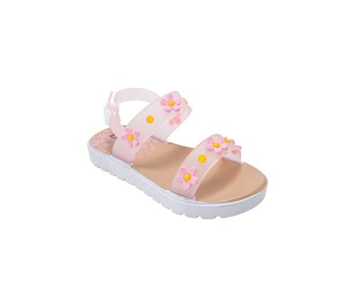 Image of bebe Girl's Flat Sandals - PCU Sandals with Flower, Bow, and Rhinestone Details for Toddler /Little Kid /Big Kid