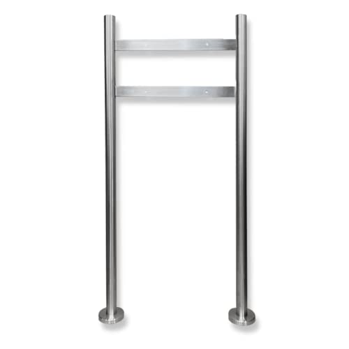 Briefkastenständer Firmenschildständer aus V2A Edelstahl, 42,4 x 2 mm Rohr, Flacheisen, verschweißt, verschraubt, hohe Stabilität (Edelstahl V2A, 120 cm x 50 cm) Cover