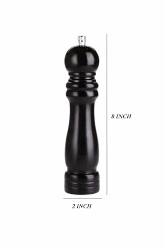 Image of Jamboree Pepper Grinder Classic Oak Wood Spicy Pepper Salt Corn Mill Grinder Wooden, Ceramic Traditional Pepper Mill (Black)