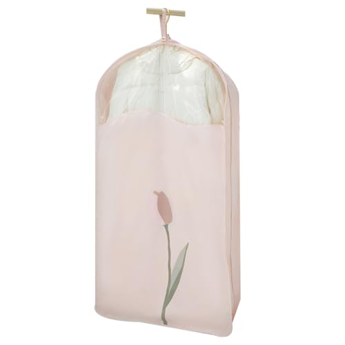 Satin Garment Bags for Hanging Clothes, Widened 4IN Dress Bag with Transparent Window, Suitable for Thick Clothes, Suit(Pink,58x11x150cm/23x4x59in)