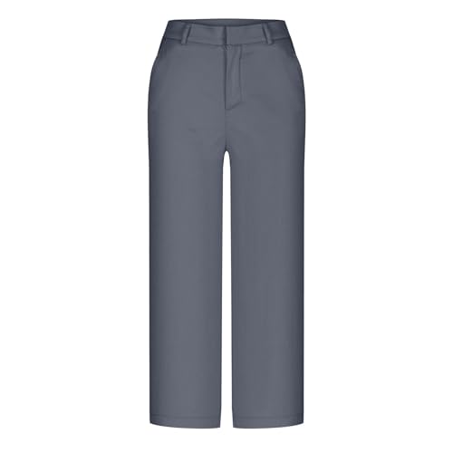Women's Wide Leg Work Pants Business Casual Loose Straight Leg Capris High Waist Office Cropped Slacks with Pockets3
