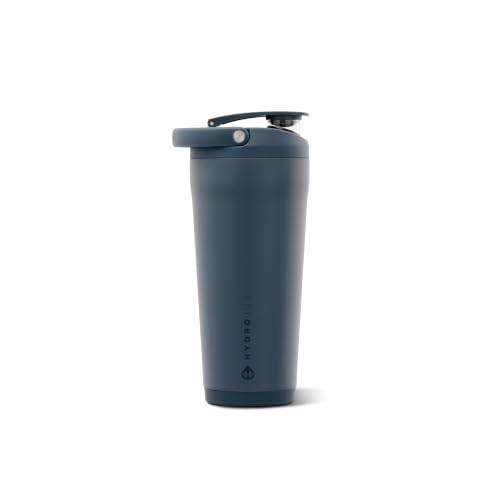 Image of HydroJug Insulated Protein Shaker Bottle 24 oz, Silent Mixing, Cascade | Leak-resistant, triple wall insulated, flip-top cap, antimicrobial Tritan lid, bucket handle, cup holder fit, dishwasher safe