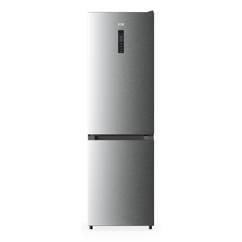 VOK Frigorífico Combi de Dos Puertas de 335 L - Total No-Frost, Sistema Multi-Air Flow, Display en Puerta, Bajo Consumo Energético, Congelación Rápida, Puertas Reversibles, Inox