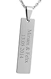 Hanessa Personalisierte Kette mit Gravur Edelstahl 50 cm mit Anhänger Rechteck in silber - Personalisierte Halskette für Männer und Frauen - Personalisierter Schmuck Damen Herren
