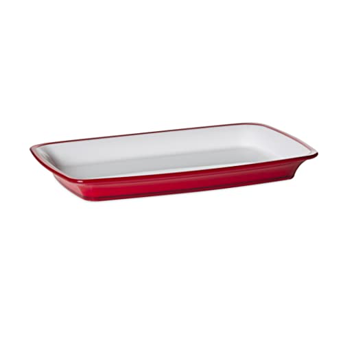 Omada Design Piatto da Portata Grande, Rettangolare, in Acrilico Infrangibile, 34,5x23,5x3,5h cm, Made in Italy, Linea Square, Rosso