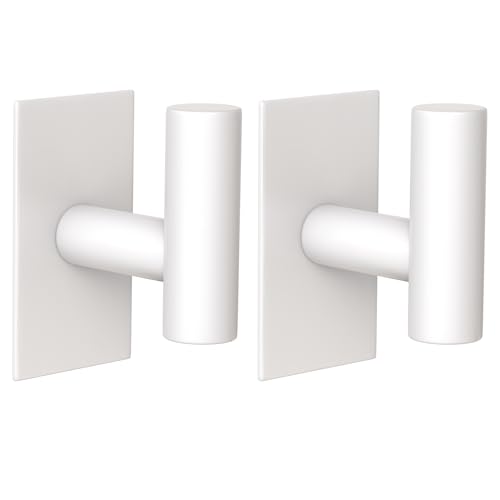 VAEHOLD Wall Towel Hooks Heavy Duty Sticky Holder Waterproof Towel Hooks for Hanging Coat Clothes Closet Hook Wall Mount for Kitchen (White 2 Pack)