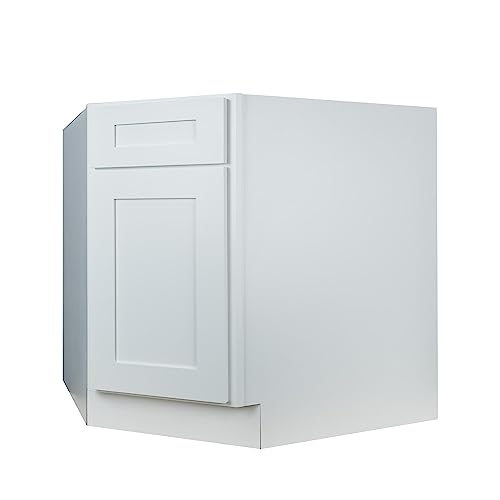 Hollywood Fabiani Design Corner Sink Base Kitchen Cabinet 36 in. W x 24 in. D x 34.5 in. H in Shaker White Ready to Assemble