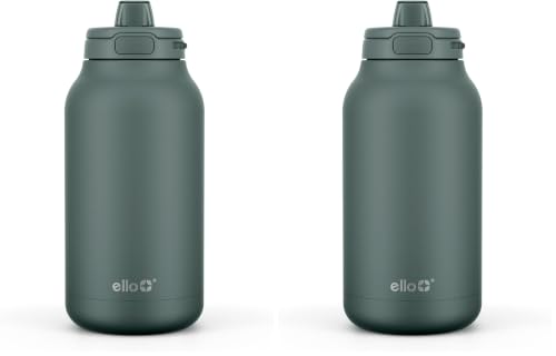Image of Ello Hydra 64oz BPA-Free Plastic Water Jug with Time Markers, Olive Tree (Pack of 2)