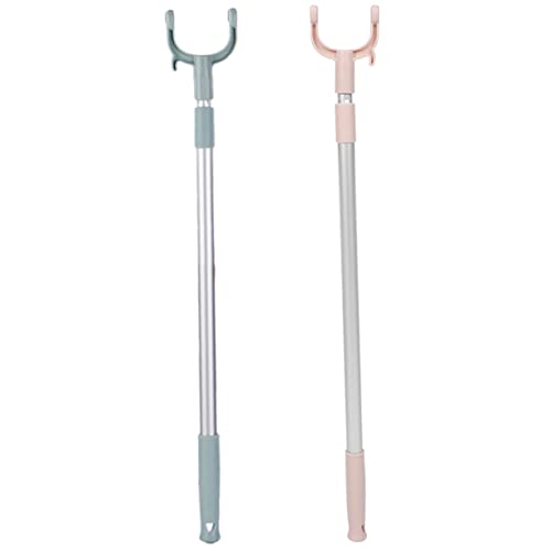Happyyami 2Pcs Adjustable Retractable Clothesline Pole Closet Rod for Drying and Reaching for Wardrobe and Balcony Use