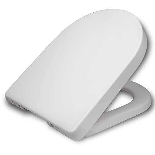 WOLTU Tapa de WC Tapa de Inodoro Asiento de Inodoro Bisagra de Cierre Suave Instalar Rápida Demontar Rápida, Plastico Antibacteriano Blanco WS2543