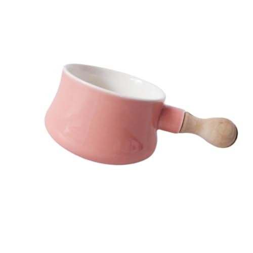 Alipis Tazón de sopa de China con mango de madera llave bochas tazón de leche cuencos con asas jarra de leche tazón de sopa portátil tazón para servir para la cocina rosa