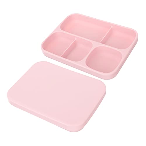 PERSELOSO Placa Compartimentada Con Tapa Bandejas Infantiles Para Comer Compartimiento Tapas Servicio Bebés Pequeño Compartimentos Apartado Bocadillos Dividido Platos Rosa Gel De Sílice