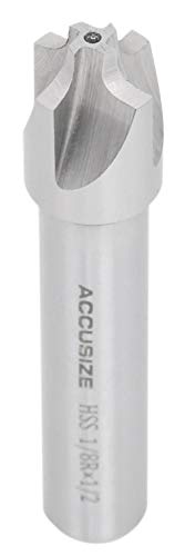 Image of Accusize Industrial Tools 1 /8'', H.S.S. Corner Rounding End Mills, 1 /2'' Shank Dia, 5 /8'' Cutter Dia, 3'' Overall Length, 1011-0018 | H.S.S. Corner Rounding End Mills, 1 /2 inch Shank, 5 /8 inch Cutter Dia, 3 inch OAL