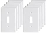 Single Light Switch Cover Wall Plate for Decorative Toggle Light Switches 1-Gang Electrical Faceplate White (10-Pack)