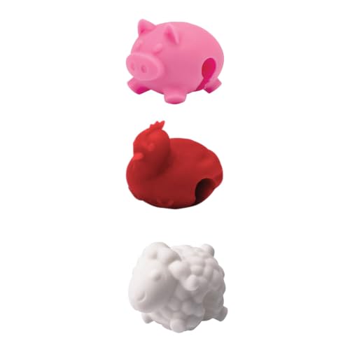 Tiny farm animal silicone lid lifters that prop up your pot lid to vent steam — functional AND adorable on the stovetop.