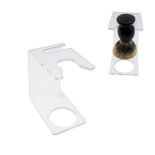 FRCOLOR Portable Razor Brush Bracket Minimalist Mane Brush Rack 2pcs Acrylic Mustache Brush Base for Home Travel Professional