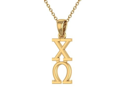 Chi Omega Vertical Yellow Gold Plated Sterling Silver with 18