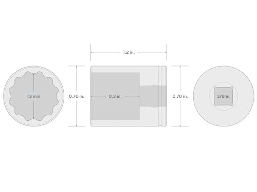 Image of TEKTON 3 /8 Inch Drive x 13 mm Shallow 12-Point Socket | SHD12313