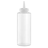 Forgast Saucenspender | 0,35l | Transparent | Kunststoff-Quetschflasche | Profi-Quetschflasche | Für Saucen, Ketchup, BBQ-Senf | Nachfüllflasche | Spenderflasche | Flasche zum Garnieren von Speisen