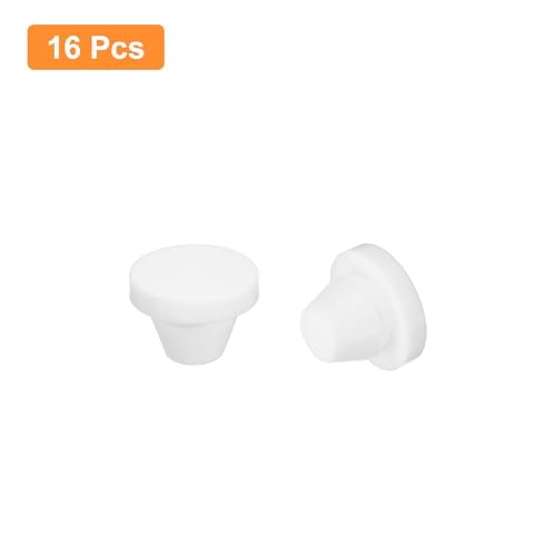Image of uxcell 16 Pcs Silicone Plugs, Rubber Round Snap in Locking Hole Plugs for 8-8.5mm Hole, Hole Stoppers Waterproof Hole Plug for Metal Tube, Furniture End Caps Inserts, White